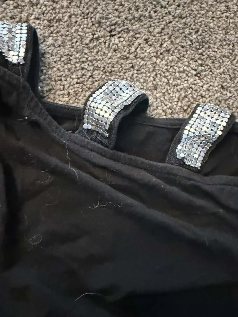 BKE Boutique Black Cold Shoulder Short Sleeve Top with Rhinestone S